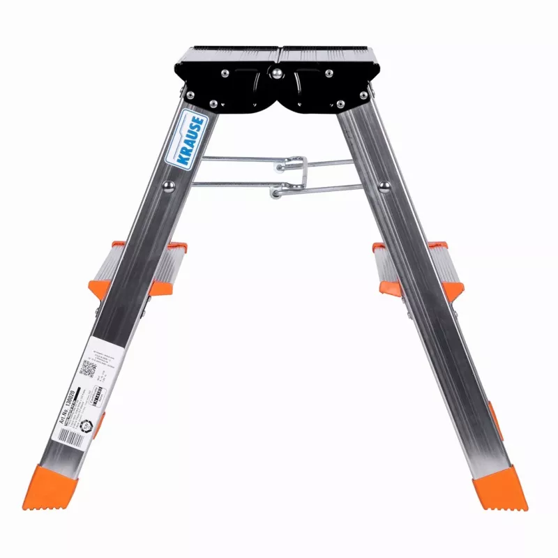Składana drabinka stopniowa Krause Treppy srebrny 130020 — aluminium, 2 stopnie, udźwig 150 kg, po złożeniu 55×20 cm, waga 2 kg