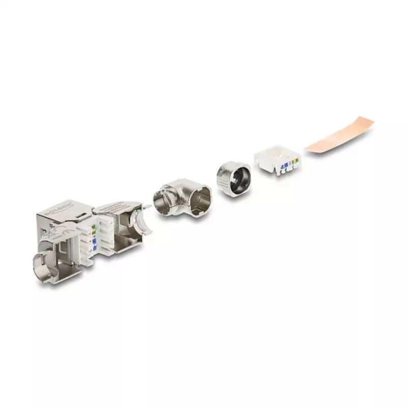 DeLOCK Keystone Module RJ45 jack to LSA Cat.6A metal latch tool-free 90° kątowy shielded