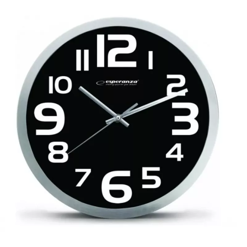 Wall clock Esperanza EHC013K Zurich Czarny Quartz Oval 25 cm, aluminiowa rama, grubość 4 cm