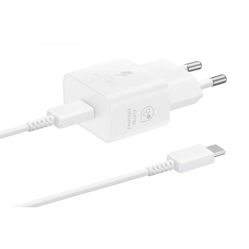 Szybka ładowarka sieciowa USB Samsung EP-T2510 25 W biała, USB‑C, PPS, Super Fast Charging