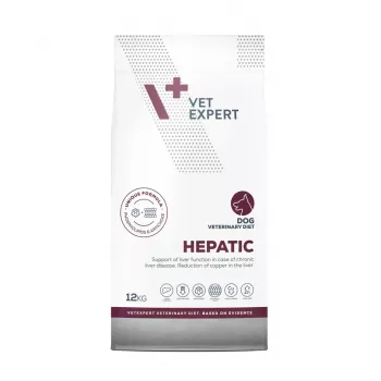 Sucha karma dla psów VETEXPERT Veterinary Diet Hepatic 12 kg — dietetyczne żywienie wspomagające wątrobę, smak mięsny, dla psów dorosłych 10–15,9 kg