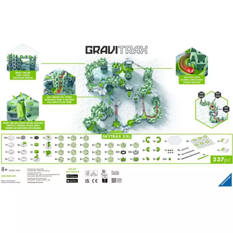 Zestaw do budowy toru kulkowego Ravensburger GraviTrax Action Set XXL Skytrax, rozszerzenie toru