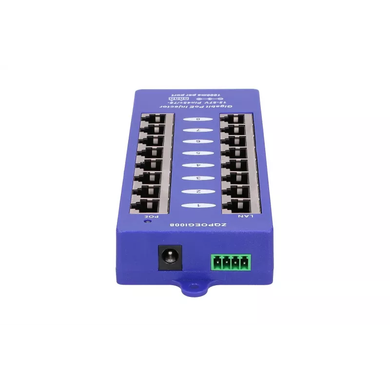 Iniektor PoE Extralink Gigabit 8 Portów 1000Mb/s RJ45 Tryb B