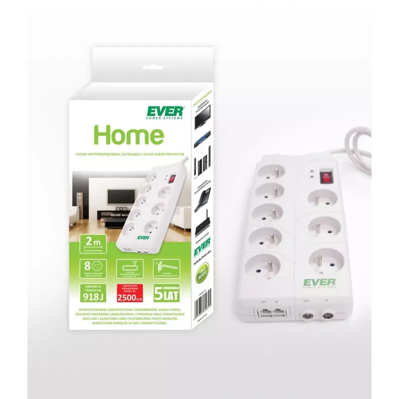 Listwa przeciwprzepięciowa Home 2m 8 gniazd