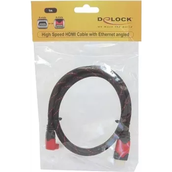 Kabel HDMI DeLOCK 1m HDMI Typ A Standard Czarny Czerwony