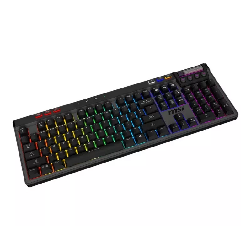 Mechaniczna klawiatura gamingowa MSI Strike Pro W Silent układ US podświetlenie RGB, przewodowa, dotykowe ciche przełączniki