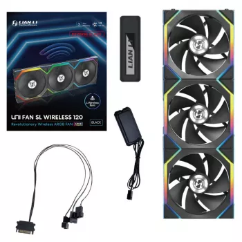 Lian Li UNI FAN SL-INF Wireless 120 mm wentylatory obudowy Reverse Blade ARGB, zestaw 3 szt., czarne