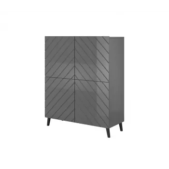Shelving unit ABETO 100.5 x 40 x 121.5 cm grafitowy/połysk grafitowy