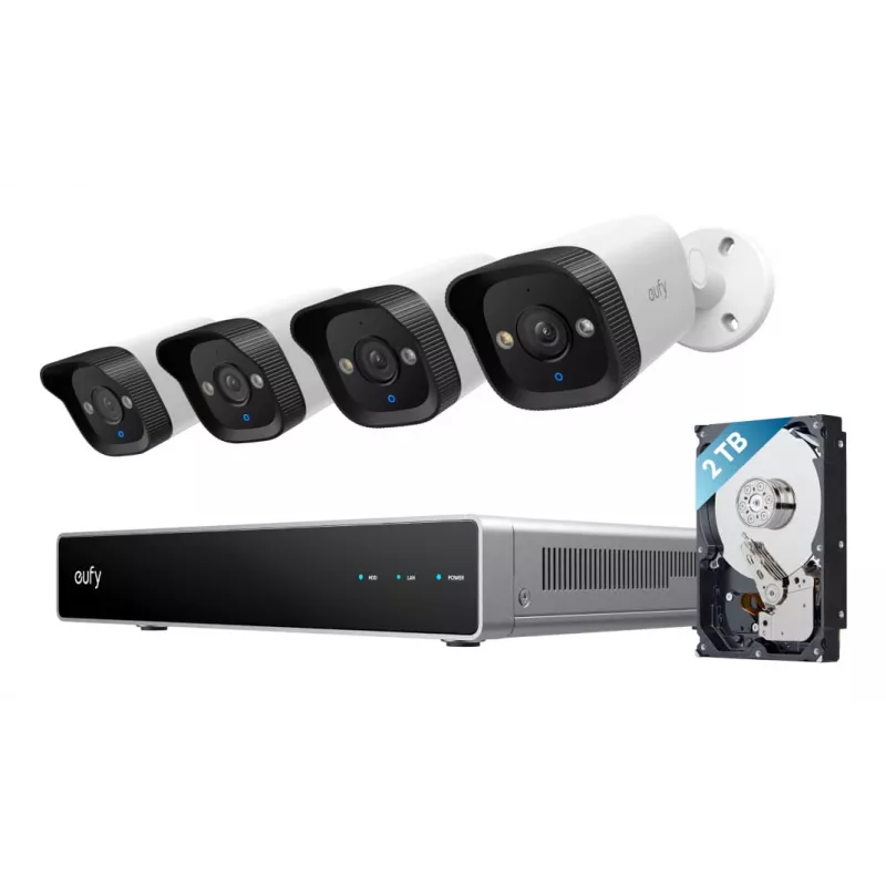 Rejestrator NVR Eufy E40 — 8-kanałowe wejście 4K, dysk twardy 2 TB (z możliwością rozbudowy do 16 TB), czarny/szary/biały