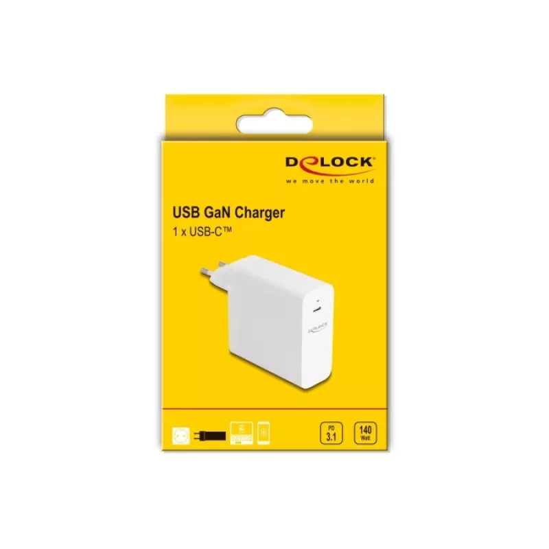 Ładowarka DeLOCK USB GaN 140W PD 3.1 Wewnętrzna AC Uniwersalna