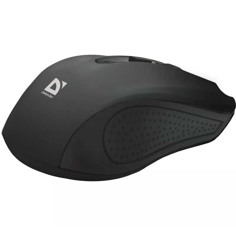 Bezprzewodowa mysz RF DEFENDER Accura MM-935 — optyczna 1600 DPI, symetryczna, 3 przyciski, odbiornik USB, czarna