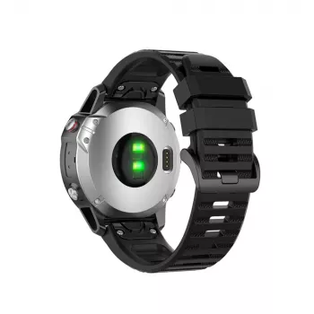Silikonowy pasek FIXED do Garmin QuickFit 26mm Czarny — zastępczy pasek do zegarka 26 mm