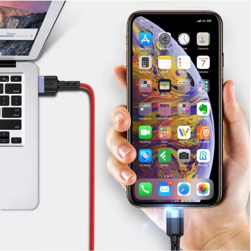 Kabel USB do Lightning Tellur, 3 A, 1,2 m, wskaźnik LED, czerwony