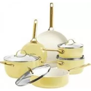 Zestaw garnków GreenPan Padova Reserve 10 szt. — aluminium, żółty, zawiera 3 rondle i 2 patelnie