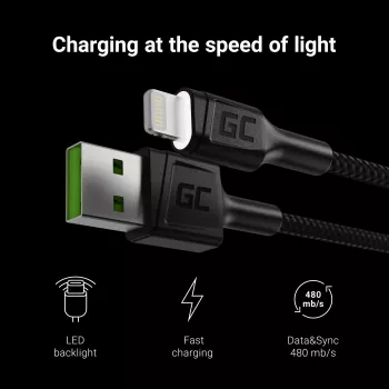 Kabel Green Cell KABGC05 Lightning 1,2 m Czarny