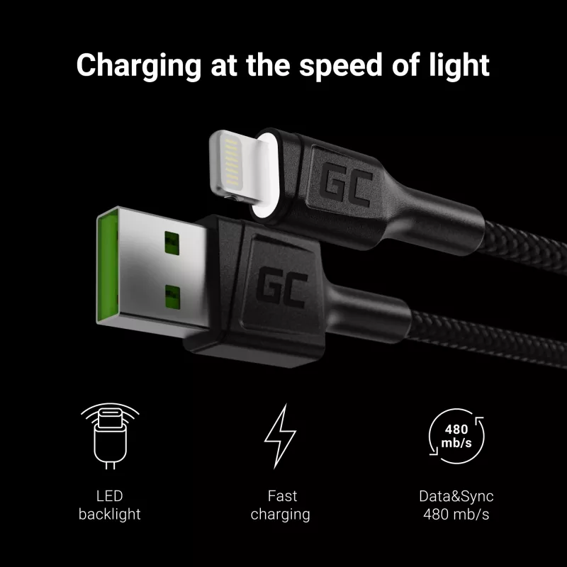 Kabel Green Cell KABGC05 Lightning 1,2 m Czarny