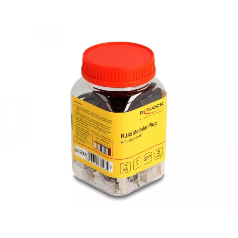 DeLOCK 66903 złącze przewodów RJ-45 Czarny Metaliczny Męski 25 szt.