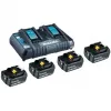 Makita - Ładowarka do akumulatorów + akumulator 4 x - Li-Ion - 5 Ah - 90 Wh - 2 x Ładowanie akumulatorów - dla Makita DEADML801, DEADML810, DHP482, DJN161, DJS101, DSS501, DTD171, DUC254, DVR450, M