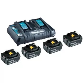 Makita - Ładowarka do akumulatorów + akumulator 4 x - Li-Ion - 5 Ah - 90 Wh - 2 x Ładowanie akumulatorów - dla Makita DEADML801, DEADML810, DHP482, DJN161, DJS101, DSS501, DTD171, DUC254, DVR450, M