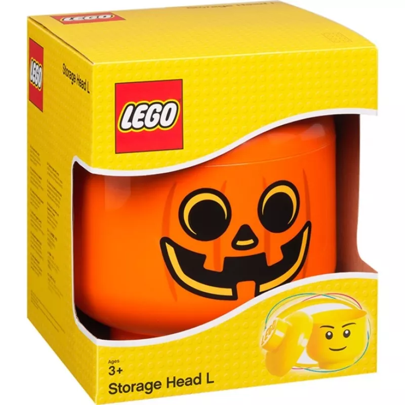 Pojemnik do przechowywania Room Copenhagen LEGO Storage Head Pumpkin duży pomarańczowo-czarny
