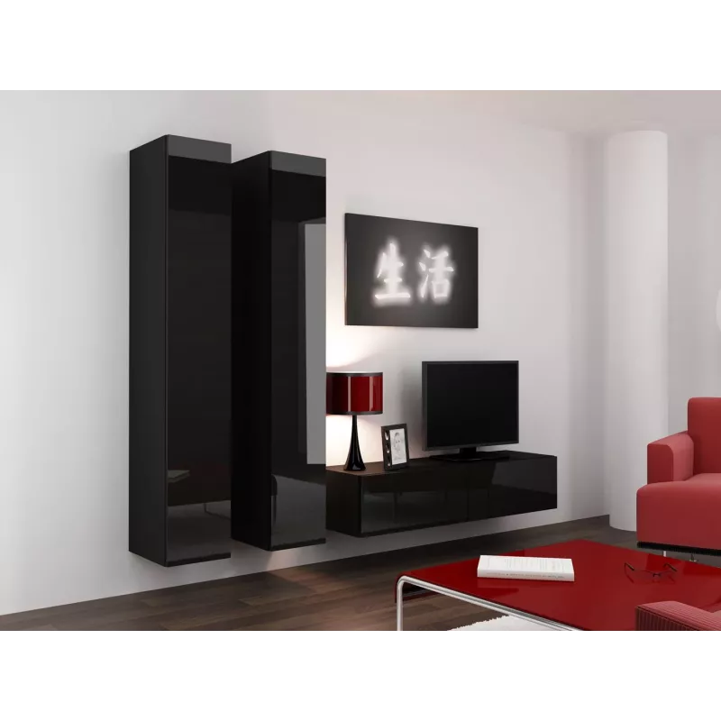 Cama pełna Szafka VIGO '180' 180/40/30 czarny/czarny połysk
