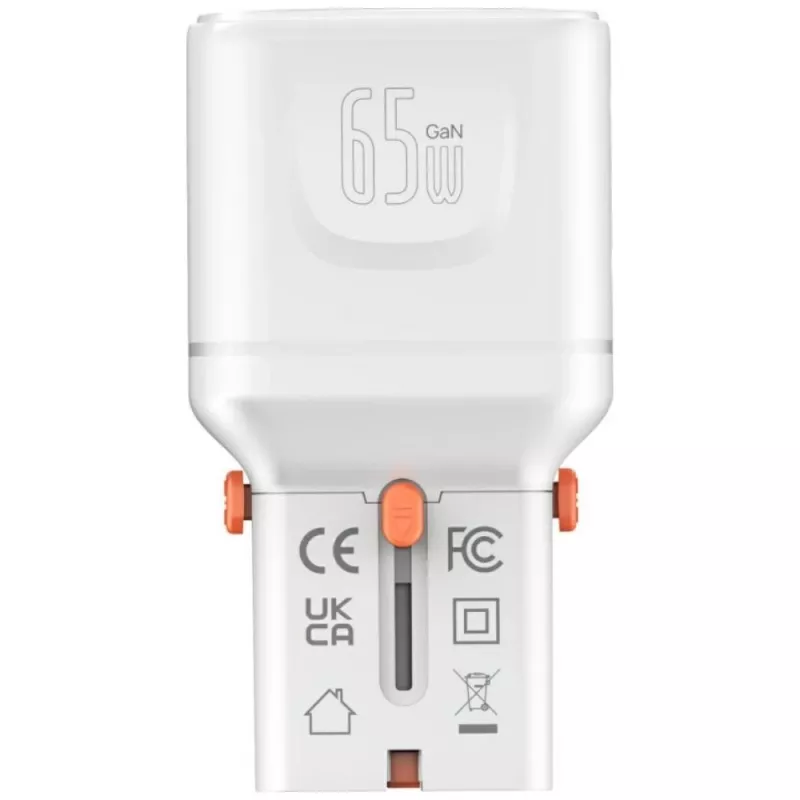 Ładowarka podróżna World 65W USB-C + USB-A biała
