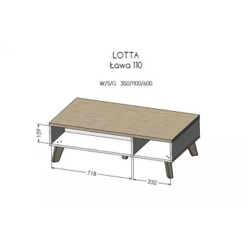Cama LOTTA 110 Stolik kawowy dąb wotan/mat czarny