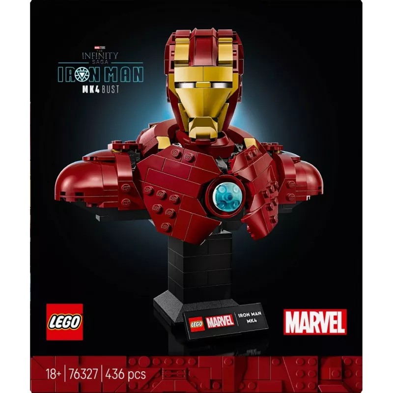 Zestaw konstrukcyjny LEGO Marvel Super Heroes Iron Man MK4 model 3D, 436 elementów, zawiera 1 minifigurkę, od 18. roku życia