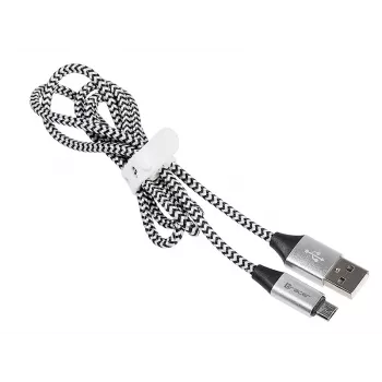 Kabel USB Tracer TRAKBK46928 1m USB A Micro-USB B Czarny Srebrny