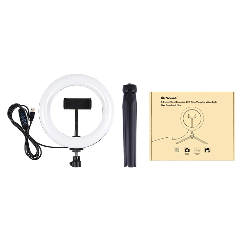 Statyw Puluz z pierścieniem LED 20 cm do vlogowania PKT3073B