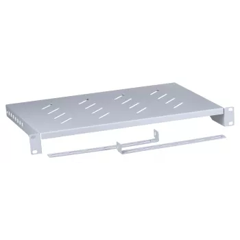 Półka rack LANBERG AK-1004-S — 1U 19 cali szara, szerokość 483 mm, głębokość 300 mm, nośność 25 kg