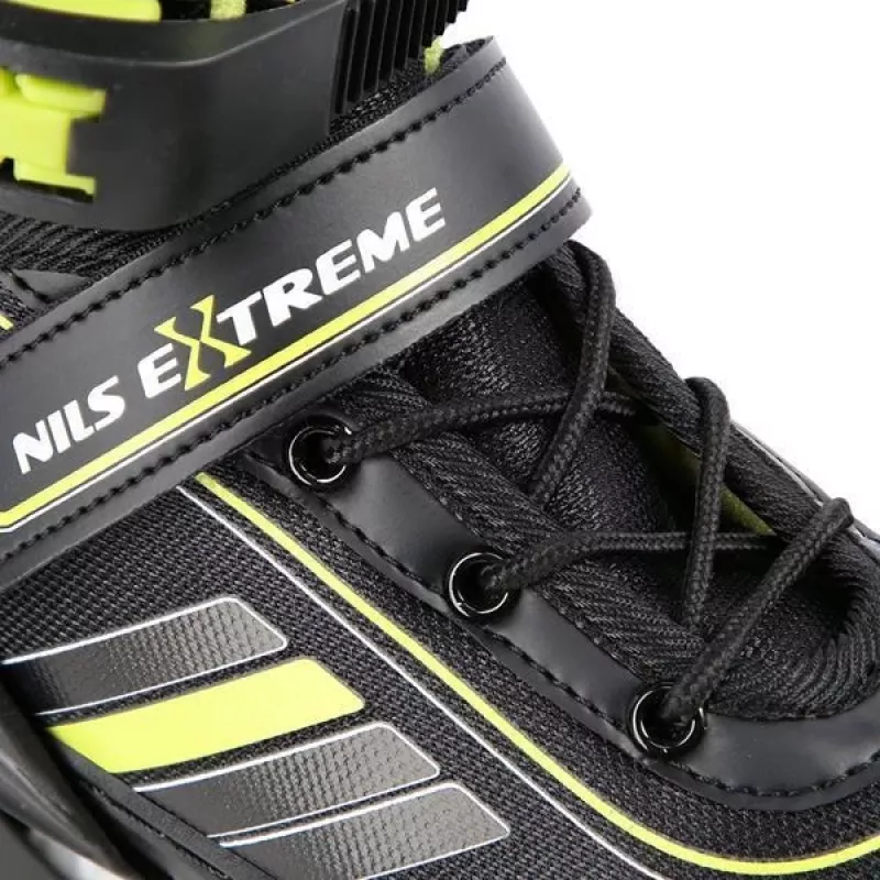 Nils Extreme NH18191 2IN1 Wrotki Czarny/LIME ROZM. M (34-38) Z wymiennymi łyżwami hokejowymi