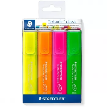 Marker Staedtler 364 P WP4 końcówka dłutowa zielony pomarańczowy różowy żółty