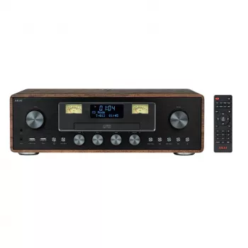 Mikrowieża AKAI AM-100 RHAPSODY — kompaktowy mini system audio ze zintegrowanym wzmacniaczem i odtwarzaniem CD/USB