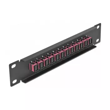 Patch panel światłowodowy DeLOCK 10 cali 12 portów SC Simplex fioletowy 1U czarny
