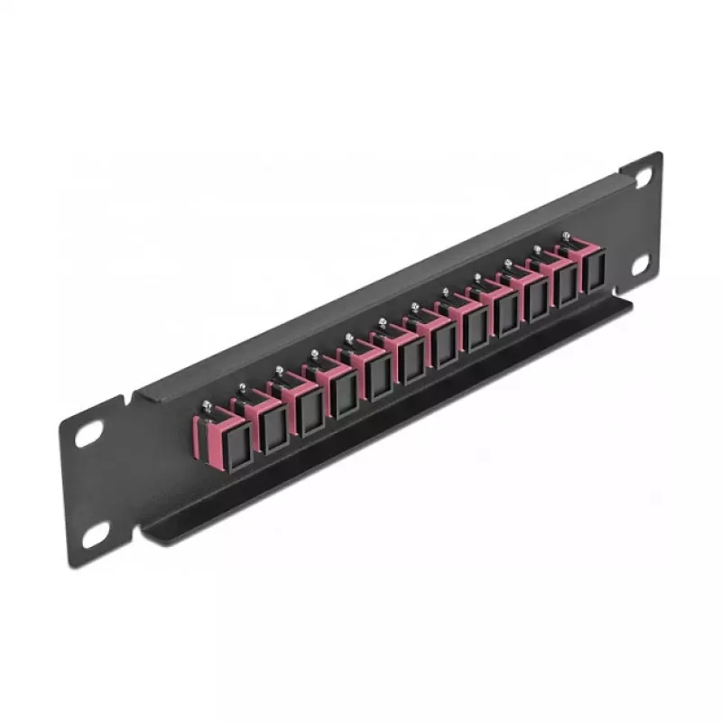 Patch panel światłowodowy DeLOCK 10 cali 12 portów SC Simplex fioletowy 1U czarny