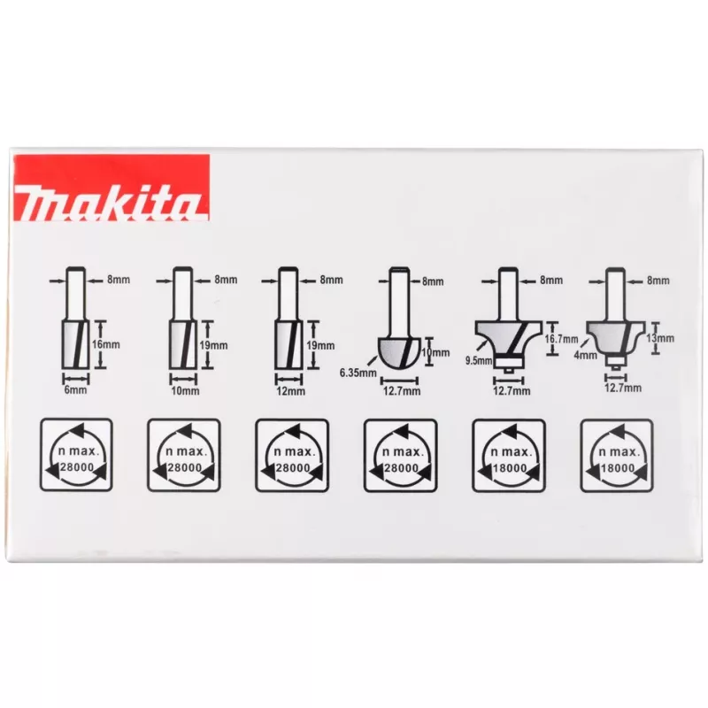 Makita - Fräs-Bitsatz - für Kunststoff, Massivholz - 6 Stücke (D-53540)