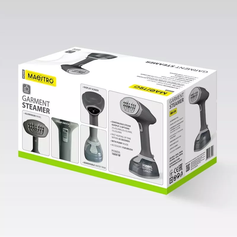 Parownica do ubrań Maestro MR-358 1600W, ręczna parownica do odzieży do pionowego prasowania parą