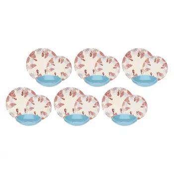 Serwis obiadowy Rose&Tulipani R18400TA18 dla 6 osób, 18-elementowy zestaw porcelanowy