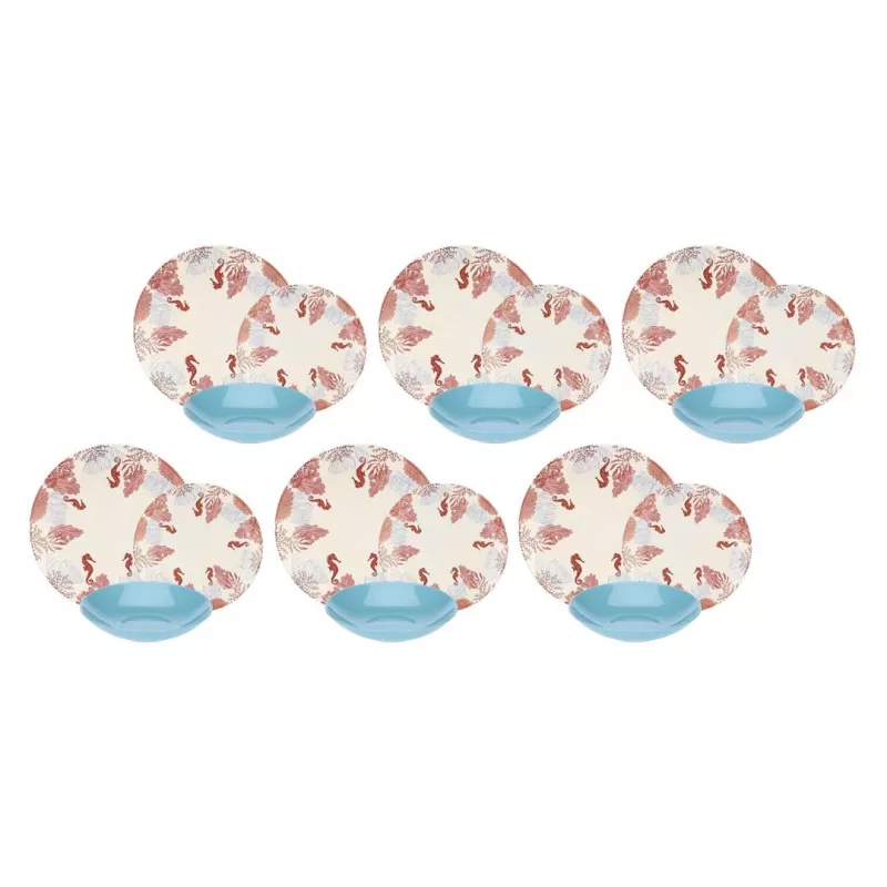 Serwis obiadowy Rose&Tulipani R18400TA18 dla 6 osób, 18-elementowy zestaw porcelanowy
