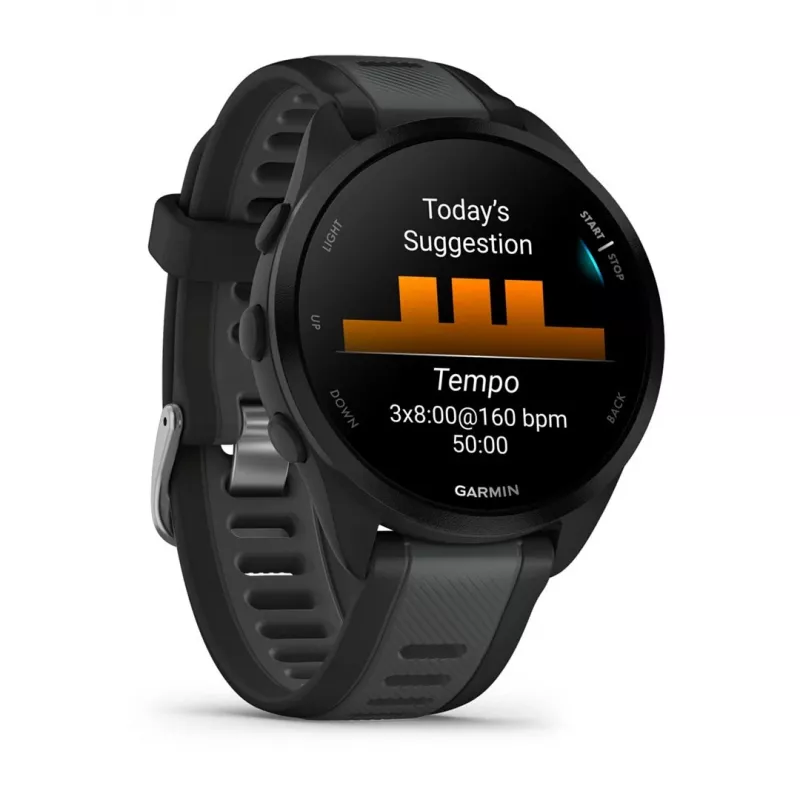 Garmin Forerunner 165 Music - Czarny - Zegarek sportowy z paskiem - Silikon - Łupkowy szary - Rozmiar nadgarstka: 126-203 mm - Wyświetlacz 3 cm (1.2) (010-02863-30)
