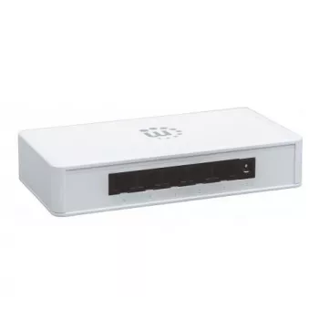 Manhattan 5-portowy przełącznik Gigabit Ethernet, rozmiar biurkowy, tworzywo sztuczne, IEEE 802.3az (Energy Efficient Ethernet), trzyletnia gwarancja, opakowanie