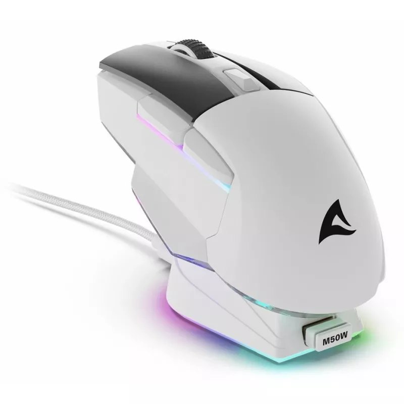 Mysz Sharkoon SGM50W Gaming, dla osób praworęcznych, RF Wireless + USB Type-A, optyczna, 6400 DPI
