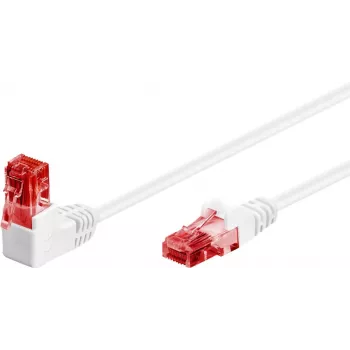 Goobay CAT 6 kabel krosowy 1x 90° angled, U/UTP, biały, 1 m - latch tab top, CCA miedź Mix (51522)