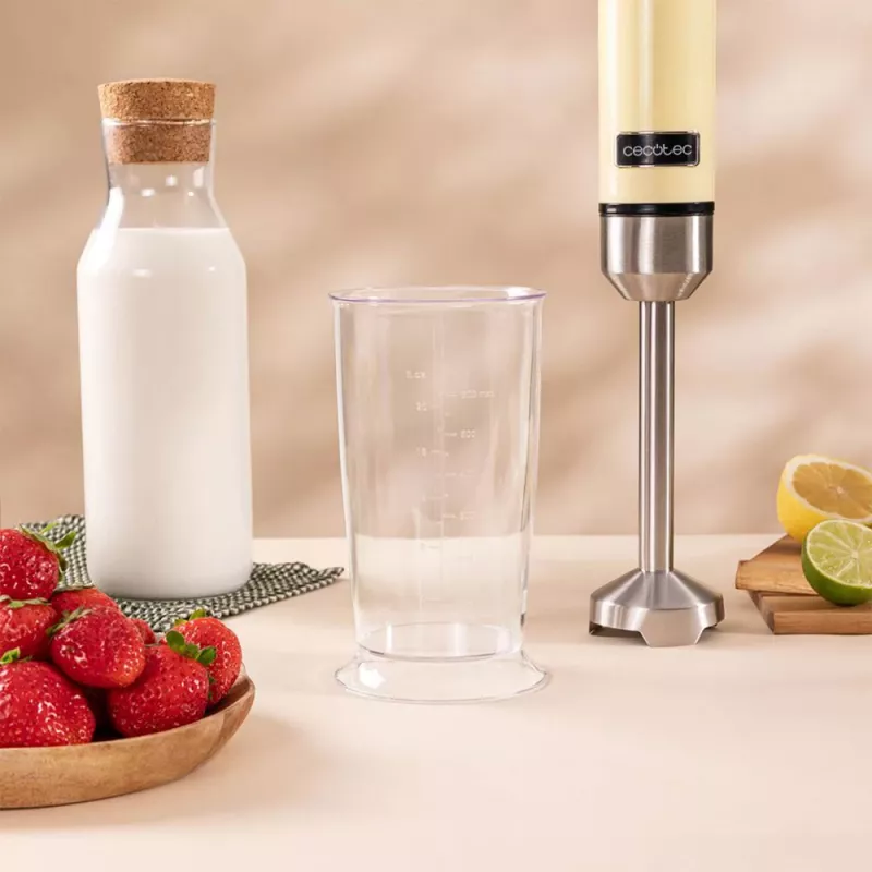 Mikser ręczny CECOTEC Power Mixer Retrożółty 1200MAX Cream&Crush, 1200 W, wiele prędkości, haki do ciasta i trzepaczki