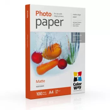 Matowy papier fotograficzny ColorWay PM220100A4 220 g/m² A4 (210×297 mm) do drukarek atramentowych