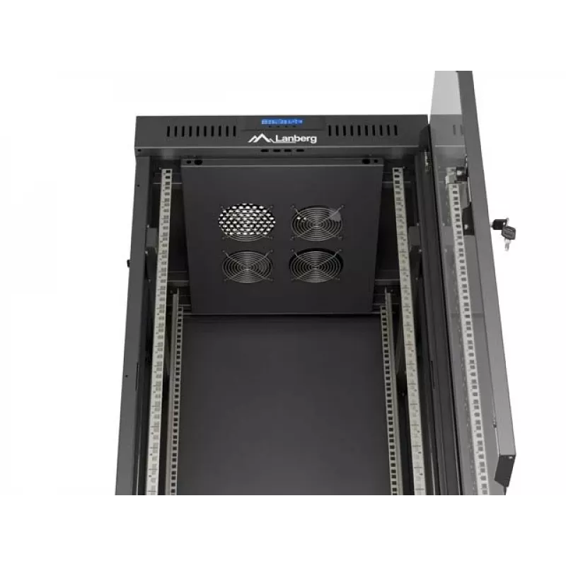 Stojąca szafa rack LANBERG FF01-6624-12BL 24U 19 cali 600×600 mm, IP20, 1200 kg, czarna