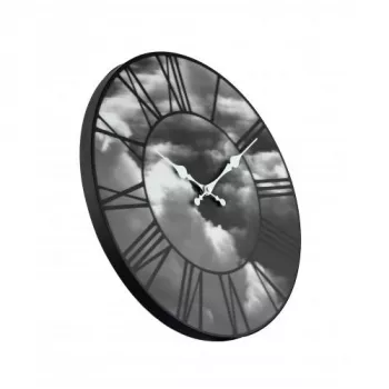 Zegar NeXtime 3037 Clouds, Ø39 cm, ścienny, czarny