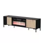 Szafka TV cama meble MERCI z kominkiem, 180 x 40 x 53,5 cm, czarny blat, rama dąb artisan