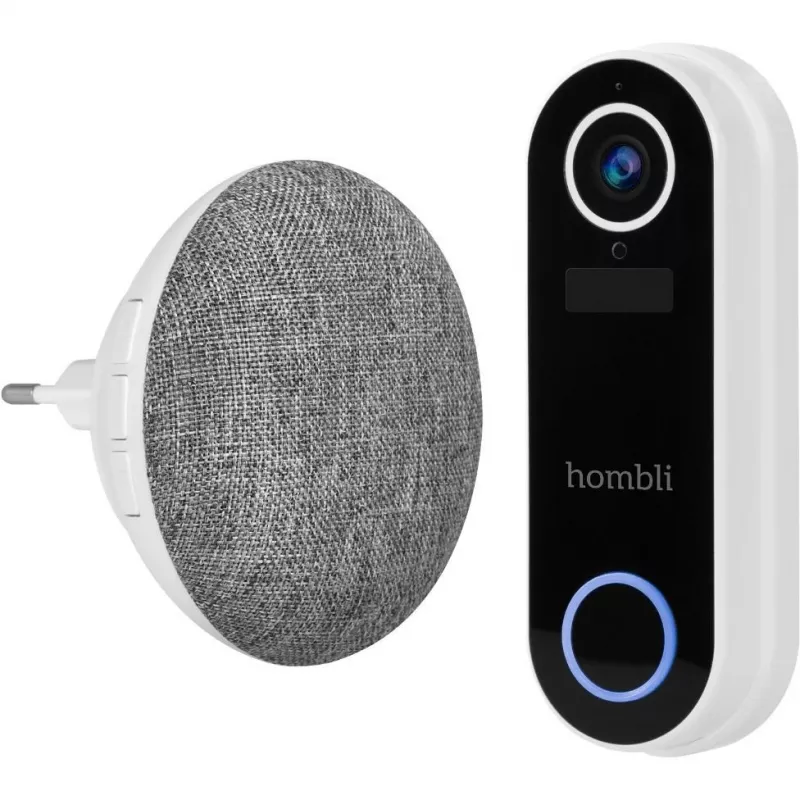 Dzwonek bezprzewodowy Hombli Doorbell Chime 2 od Avanca International BV — bezprzewodowy 433,92 MHz, AC 110–240 V, wtyczka typu C, szary/biały